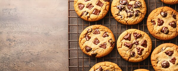 Freshly Baked Chocolate Chip Cookies on Cooling Rack