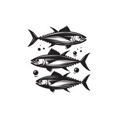 Tuna Fish silhouette vector Style with white background