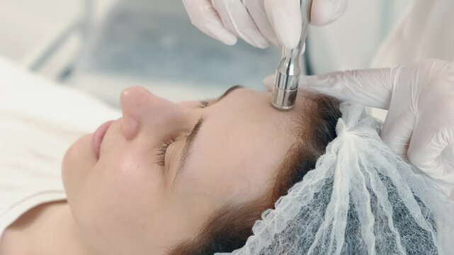 This is a detailed closeup of a microneedling procedure aimed at enhancing skin rejuvenation and overall health