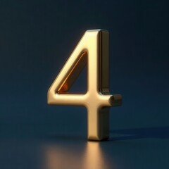 Golden Number Four on Dark Background