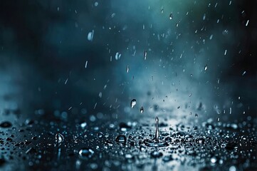 Rain water drop falling to the floor in heavy rain day 