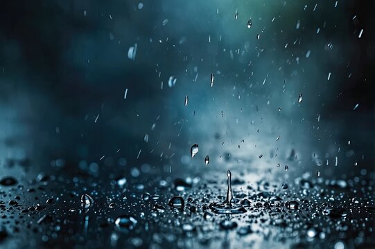 Rain water drop falling to the floor in heavy rain day
