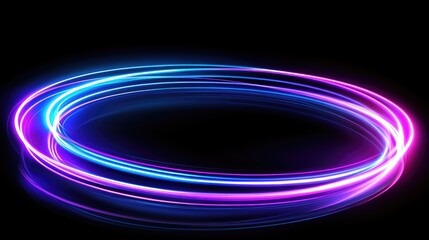 Colorful Light Trails in Circular Motion on Black Background
