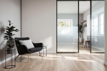 Modern Minimalist Interior Design with Glass Separation and Natural Light