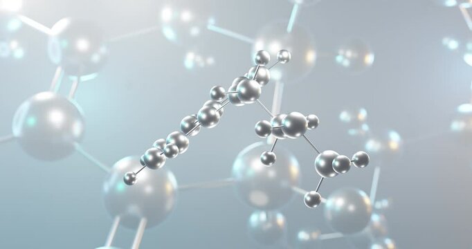 N-Methyltryptamine rotating 3d molecule, molecular structure of alkaloid, seamless video