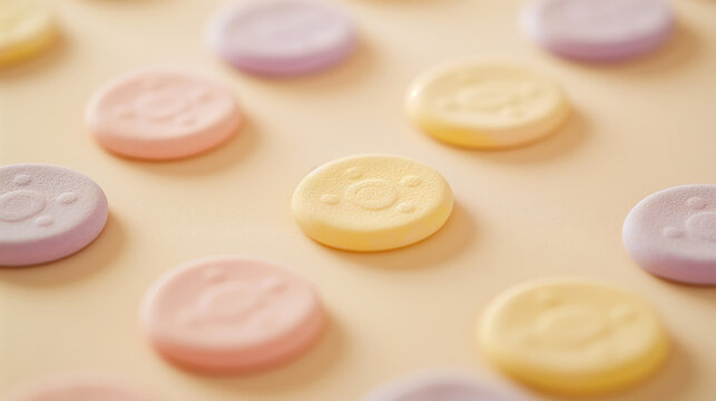 A simple pastel-themed scatter plot with coin icons on the points
