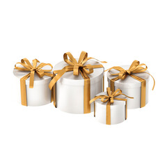 gift boxes with tied ribbon and bow on transparent background