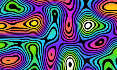 Imitation of Hand drawn colorful retro style groovy psychedelic vector background