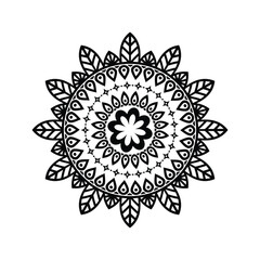 White, Golden, and Black Luxury Mandala Design on Black Background
