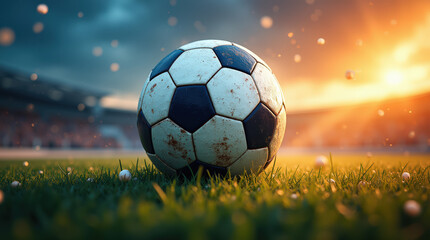 Naklejka premium Dynamic Soccer Ball Image with Vibrant Colorful Background for Sports and Art Concepts