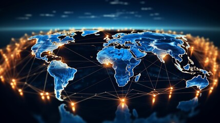 Dynamic digital map highlighting americas for ai powered connectivity and big data transfer networks
