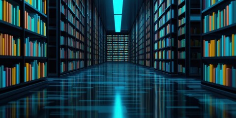 Futuristic Cyber Ecosystem: A High-Tech Library Merging Knowledge and Innovation in a Digital World