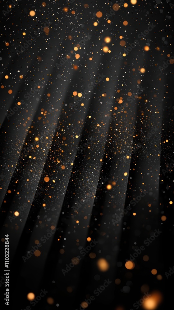 Poster a mesmerizing display of golden sparkles against a dark backdrop, creating a magical and ethereal at