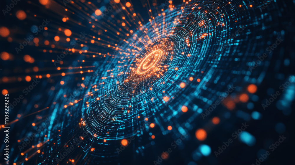 Poster 5g technology background. digital data as digits connected each other and form symbol 5g on blue bac