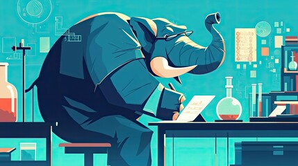 Elephant Scientist Works in Laboratory Setting