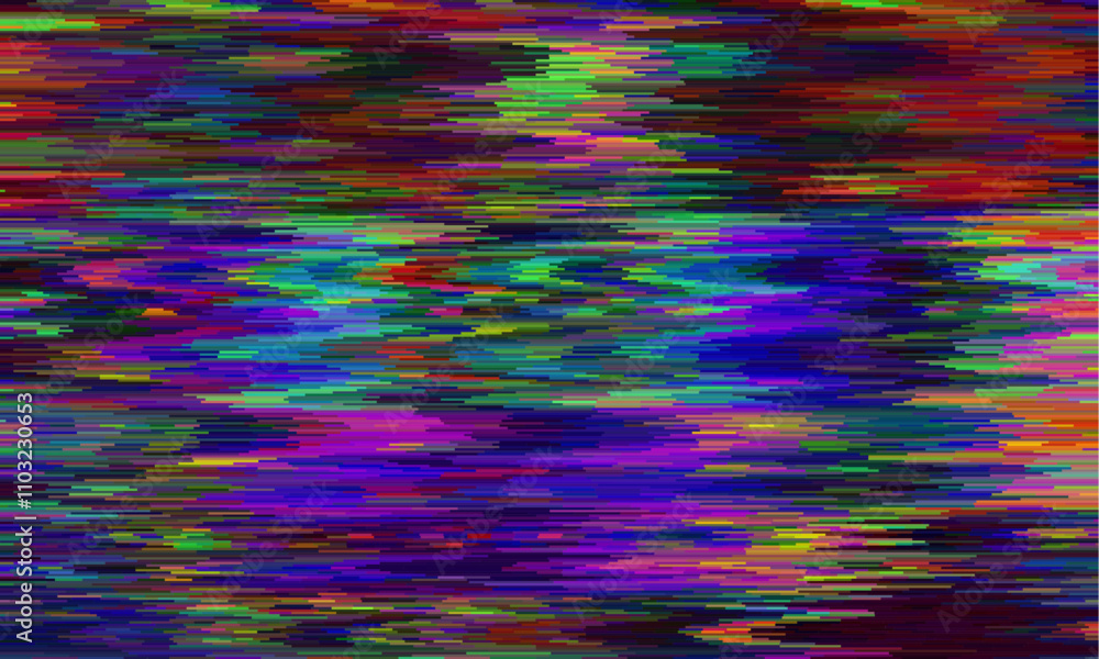 Poster Glitch camera effect. Retro VHS background. Old video template. No signal. Static TV noise, bad TV signal. Vector illustration.