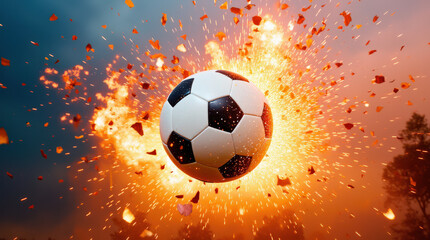 Naklejka premium Dynamic Soccer Ball Image with Vibrant Colorful Background for Sports and Art Concepts