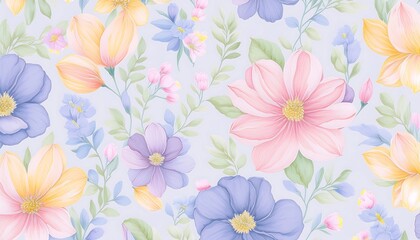 Obraz premium Seamless Floral Pattern with Pink Flowers - Vector Design for Wallpaper, Textile, and Decoration