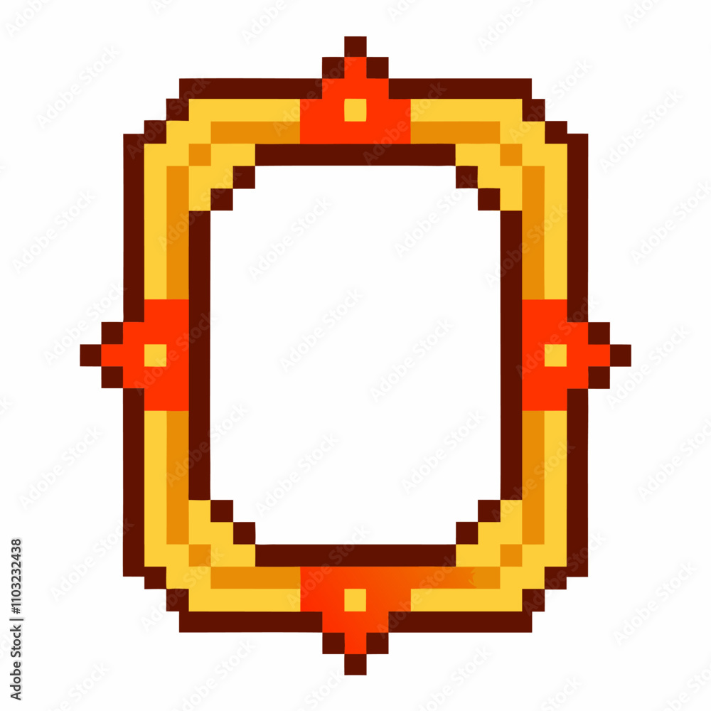 Aufkleber pixel art frame in retro 8 bit style with geometric patterns for digital designs