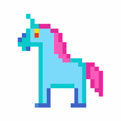 Fototapeta premium 8 bit Colorful Unicorn Pixel Art Retro Fantasy Digital Illustration