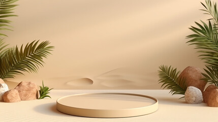 Beige Sand Background for Minimalist Mockup Displays with Warm Sunlight and Tropical Vibes
