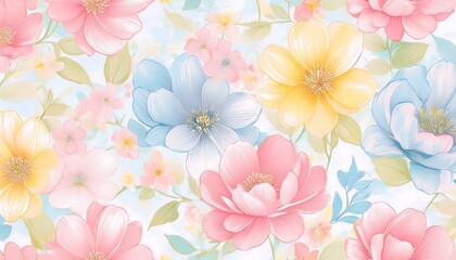 Seamless Floral Pattern with Pink Flowers - Vector Design for Wallpaper, Textile, and Decoration
