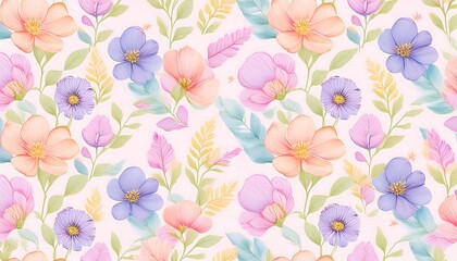 Obraz premium Seamless Floral Pattern with Pink Flowers - Vector Design for Wallpaper, Textile, and Decoration
