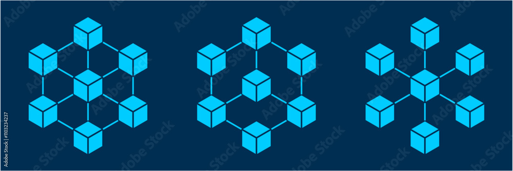 Aufkleber digital block chain network icon
