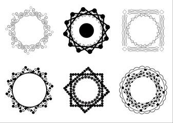 set of grunge square frames vector silhhouetttes.