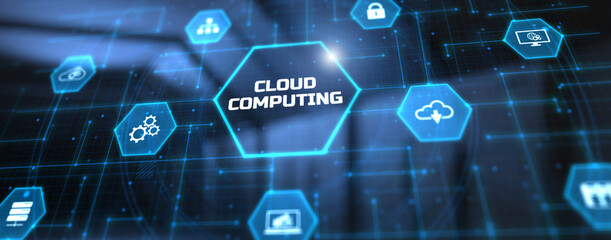 Cloud technology data storage concept on virtual screen.