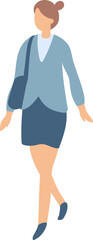 Obraz premium Stylized vector flat style woman in suit silhouette walking isolated on background