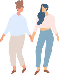 Stylized vector flat style LGBTQ couple two women silhouette isolated on background