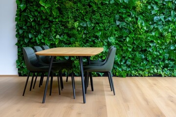 Bright and airy dining room adorned with lush greenery for a fresh and inviting atmosphere.