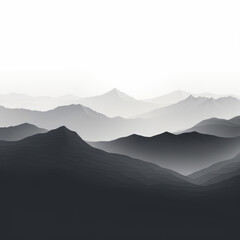 Black and White Grey Monochrome Abstract Hills and Mountains