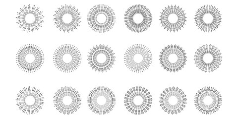 set of sunburst element vector design