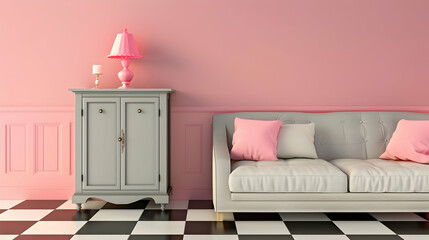 Modern style interior design 3d illustration