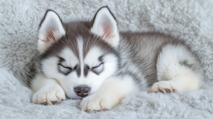 A small dog is sleeping on a blanket. The dog is white and brown