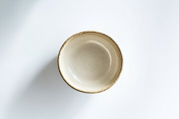 Empty ceramic bowl on white background.