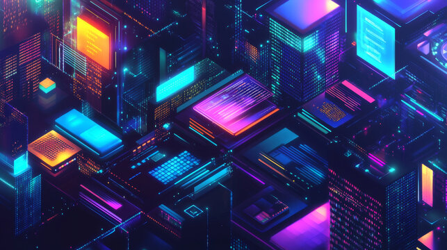 Software, web development, programming concept. Abstract Programming language and program code on screen laptop. Laptop and icons company network . Technology process of Software development