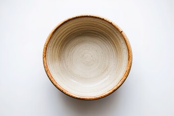 Empty ceramic bowl on white background with space