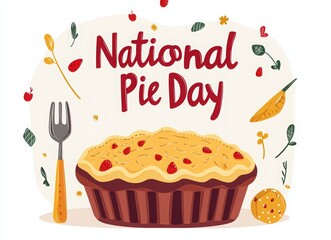 National Pie Day on a white background. Pie Day banner template design with copy space