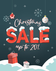 Vector illustration Christmas sale banner template design. Big sales special offer. Christmas holidays background