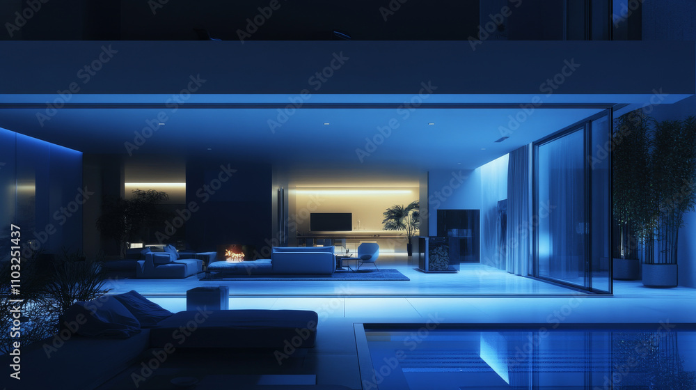 Poster the internet of things. the smart phone control the devices in the house. smart home will obey the c
