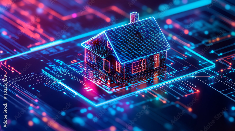 Poster the internet of things. the smart phone control the devices in the house. smart home will obey the c