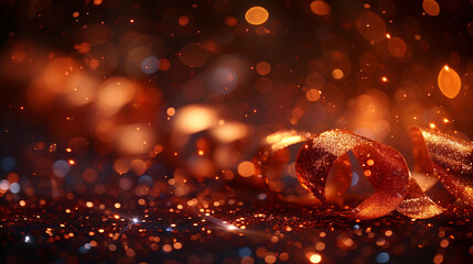 Festive Ribbons with Bokeh Lights