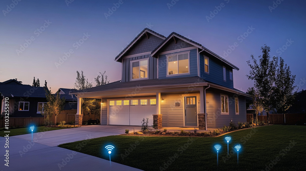 Poster iot concept. smart home connection and control with devices through home network. internet of things