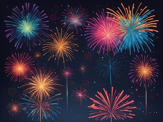 Naklejka premium abstract fireworks background and space for text. Fireworks at Night 