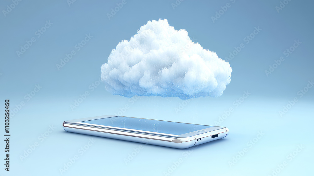Poster cloud computing concept. data protected exchange on smart phone or other mobile device and online st