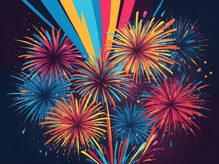 Naklejka premium abstract fireworks background and space for text. Fireworks at Night 