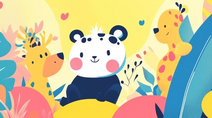 Adorable Animals in a Colorful Forest